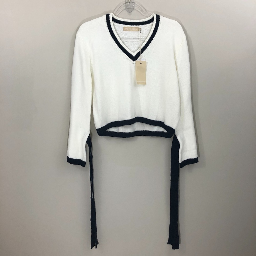 Lilly and Bloom Cropped White Sweater S NWT